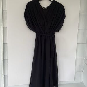 OAK + FORT Black V-Neck Maxi Formal Gown Dress LBD S/P